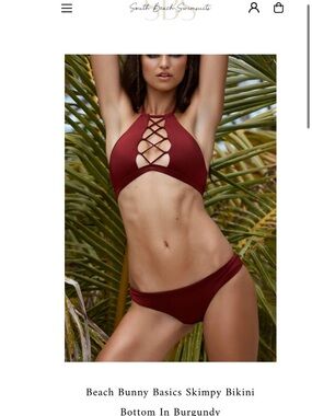 Beach Bunny Reese Lace-Up Halter Bikini top XXl. Plum NWT. Gold Bb  clasp.